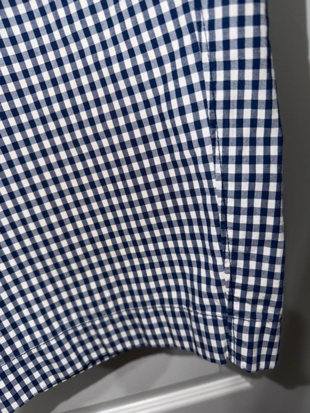 J. Crew Men’s Shorts Navy Blue White Gingham Check 100% Cotton Flat Front 34”
